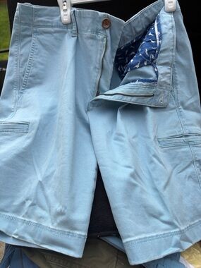 Tommy Bahama Light Blue Cargo Shorts with Patterned Fly Lining